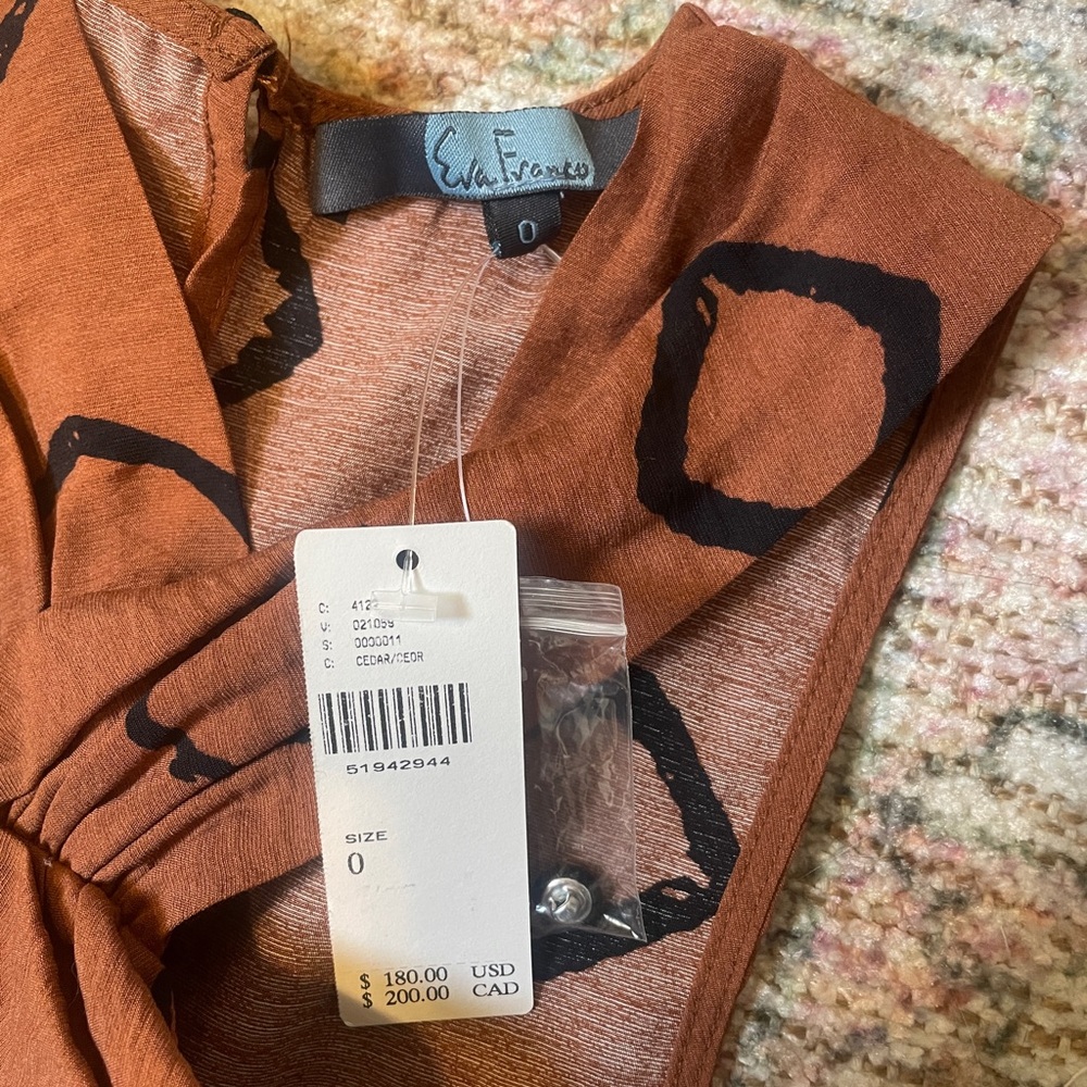 Anthropologie Rust Orange Geometric Twist-Halter Jumpsuit - Picture 7 of 8